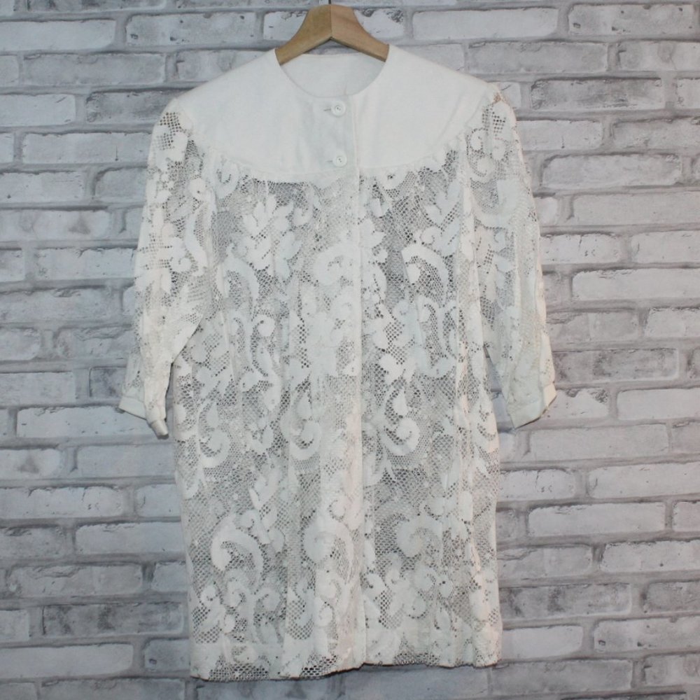 Vintage Lace Jacket White Spring Vtg. EUC SMALL